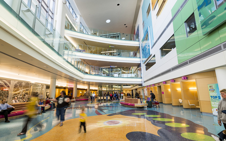 Main atrium entrance at Children’s Hospital Colorado