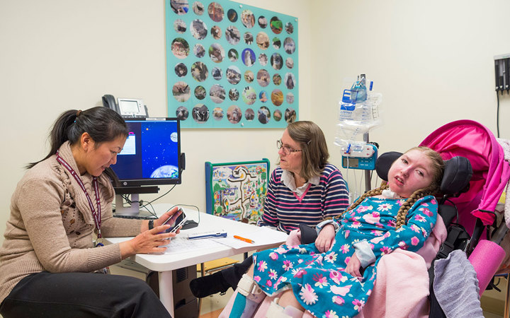 Doctor with family at Children's Colorado in the Briargate neighborhood