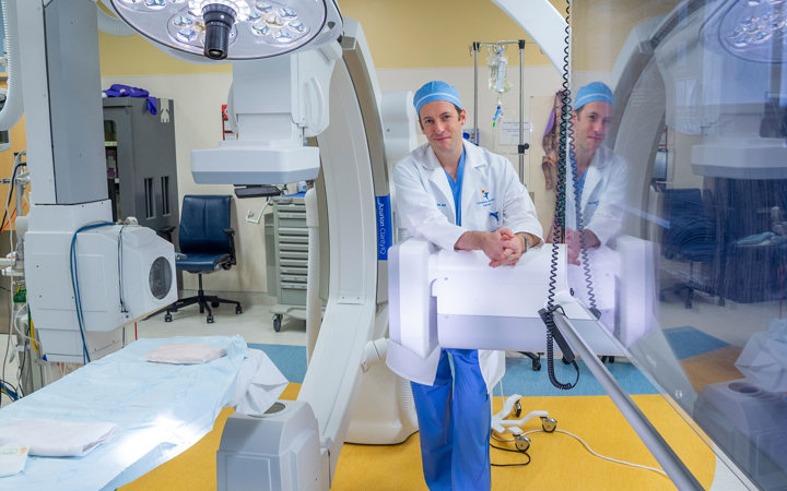 Dr. Morgan in the Cardiac Catheterization Program lab