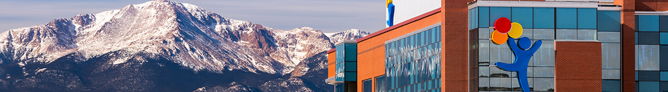 View of Children's Hospital Colorado, Colorado Springs with the mountains in the background